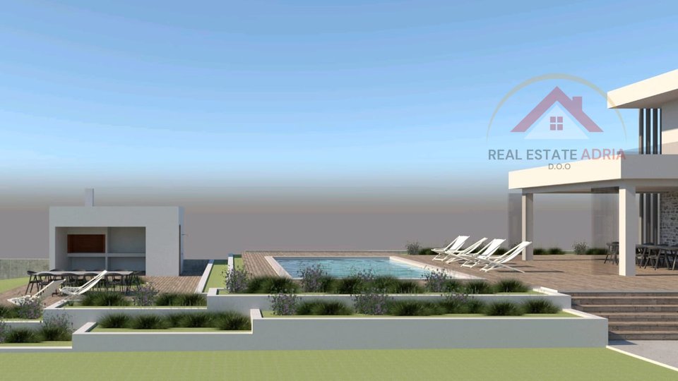 Sale of construction land with a project of a villa with a swimming pool