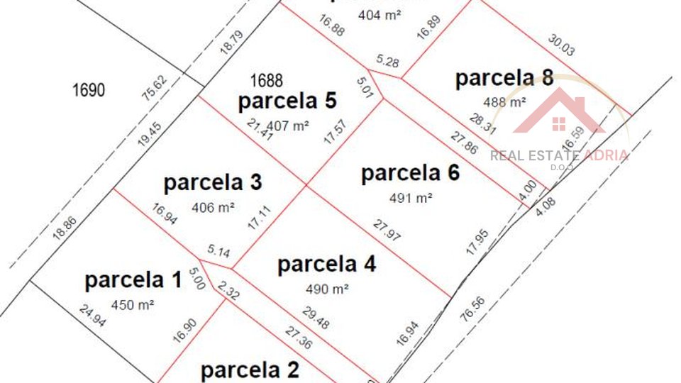 Prodaje se 8 parcela građevinskih zemljišta u Benkovcu ukupne površine od 3837 m2, Zadarska županija, Hrvatska